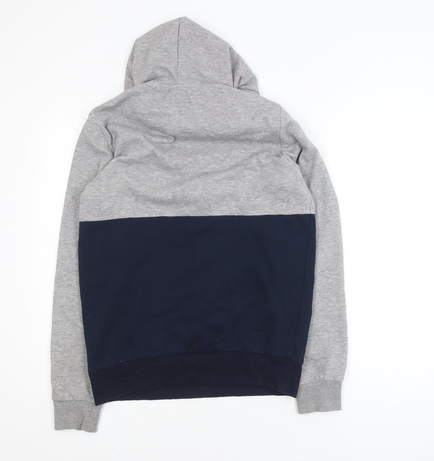 Jack & Jones Mens Grey Blue Pullover Hoodie Size M Logo Print