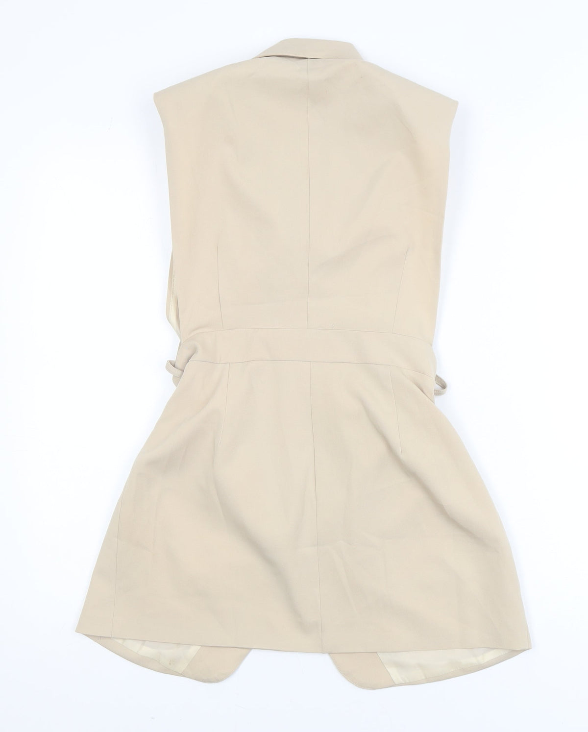 PrettyLittleThing Women Beige Sleeveless Long Blazer Jacket UK 10