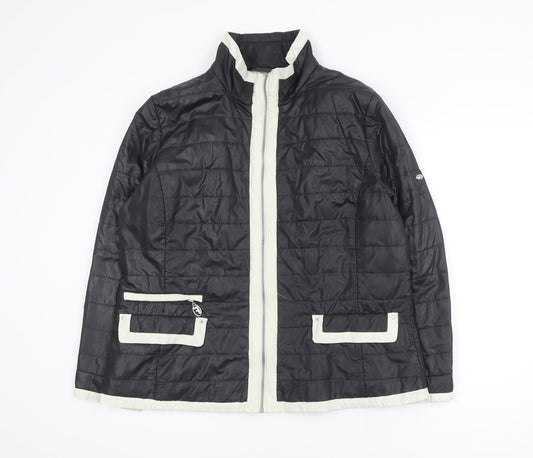 Frandsen Womens Black Puffer Jacket Size 16 Polyester Mid-Length