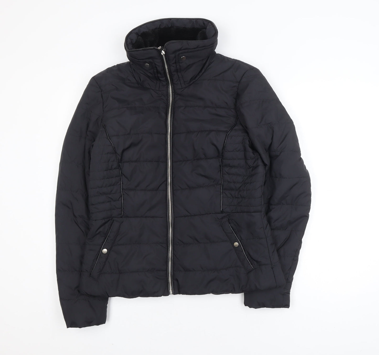 Vero Moda Women's Black L Puffer Jacket with Zip Pockets