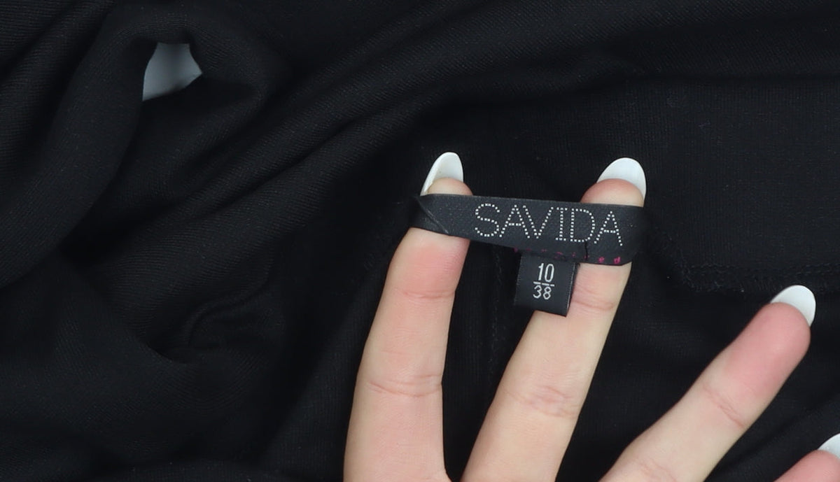 Savida Women’s Black Stretch Leggings Size 10 Mid Rise