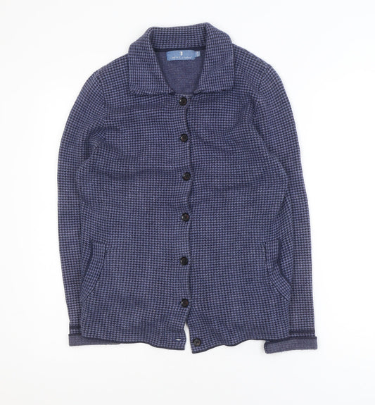 Castle of Ireland Blue Houndstooth Women's Blazer Size 10 Classic Fit