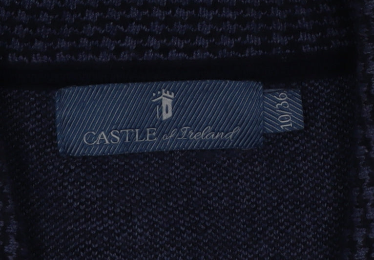 Castle of Ireland Blue Houndstooth Women's Blazer Size 10 Classic Fit