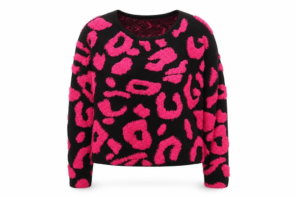 Bicalla Women’s Black Pink Leopard Knit Jumper Size S