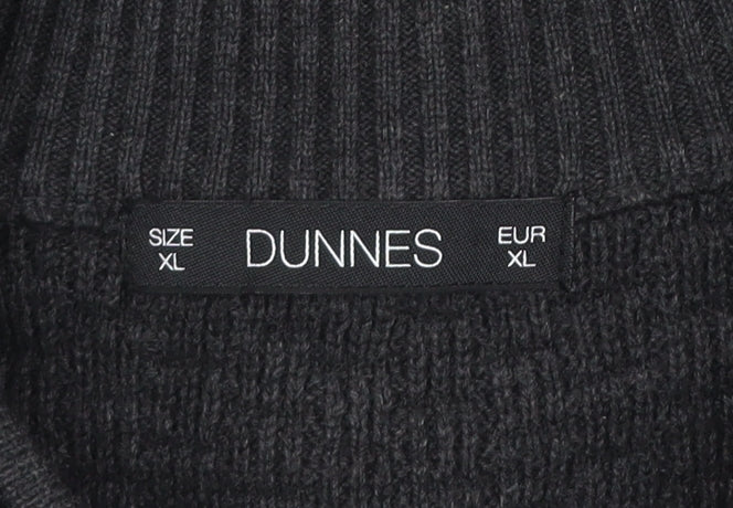 Dunnes Mens Grey Cotton Full Zip High Neck Jumper XL