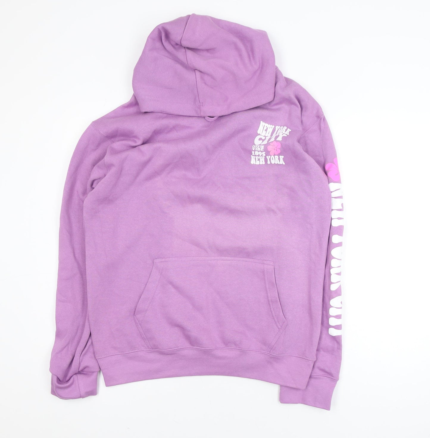 Popular Apparel Women's Purple Pullover Hoodie Medium Graphic Print