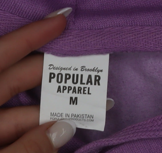 Popular Apparel Women's Purple Pullover Hoodie Medium Graphic Print
