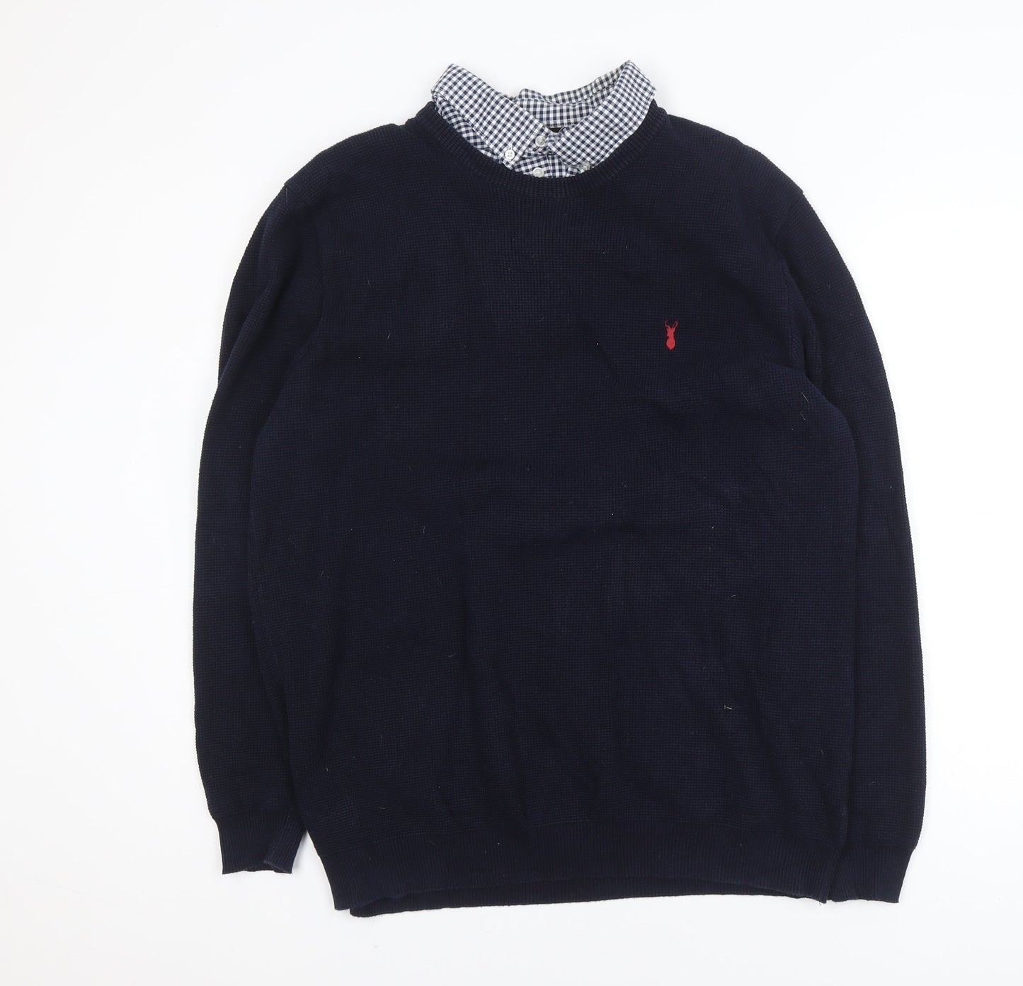 Next Women Blue 2XL Cotton Blend Crew Neck Jumper