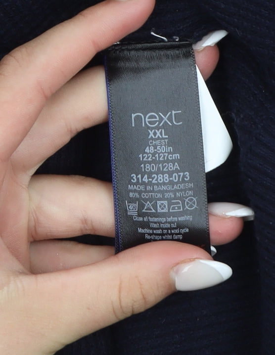 Next Women Blue 2XL Cotton Blend Crew Neck Jumper