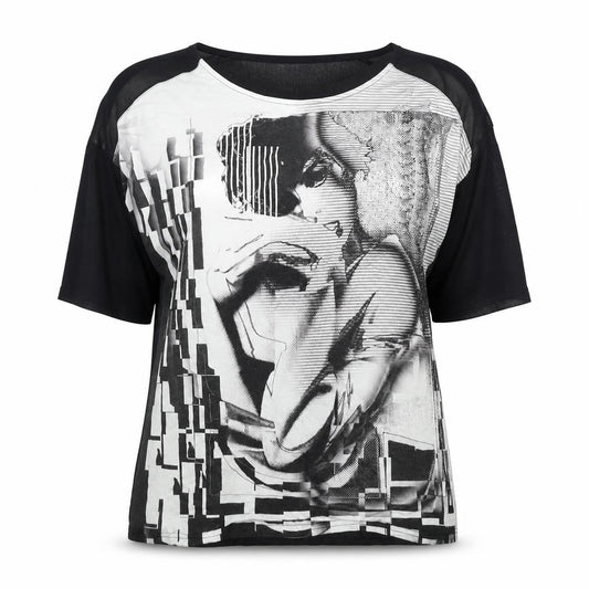 Sophie Womens B Woman Black Art Print 3/4 Sleeve Viscose T-Shirt Size 18