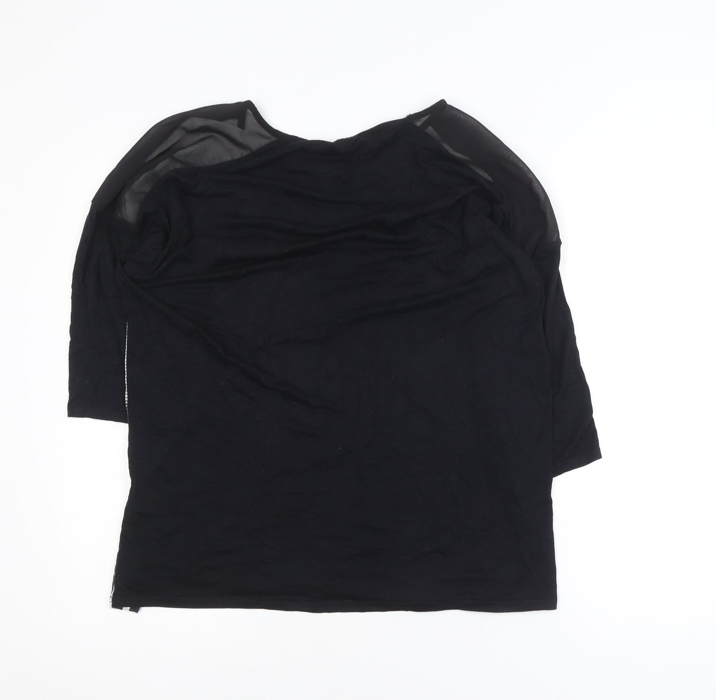 Sophie B Woman Black Art Print 3/4 Sleeve Viscose T-Shirt Size 18