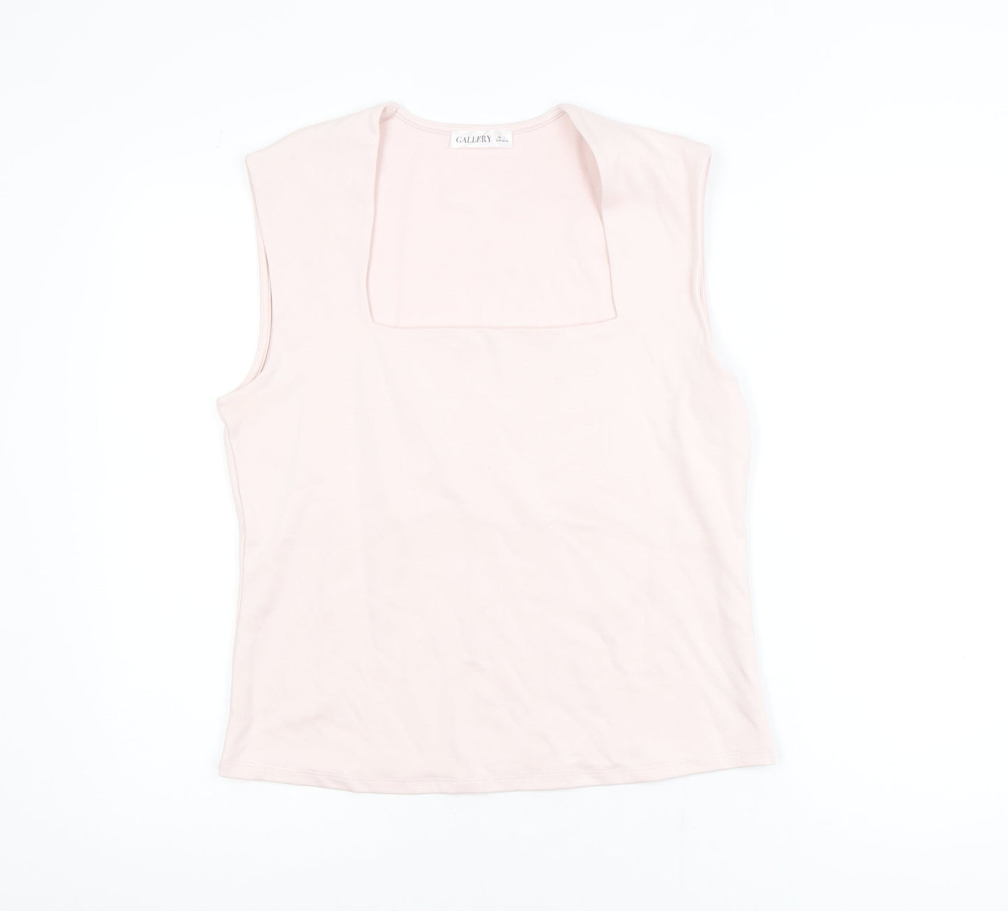Gallery Women's Light Pink Sleeveless Cotton Blend Basic Tank Top L