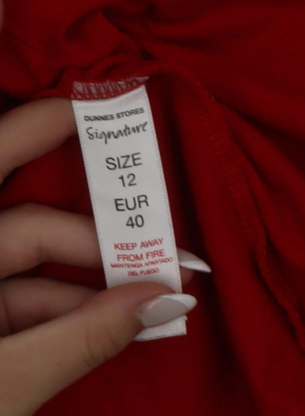 Dunnes Stores Signature Red Women’s Size 12 Beaded V-Neck 3/4 Sleeve Blouse
