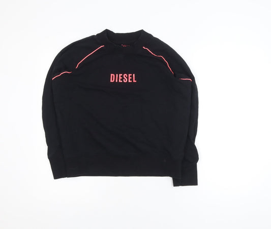 Diesel Womens Black Small Crew Neck Pullover Sweatshirt