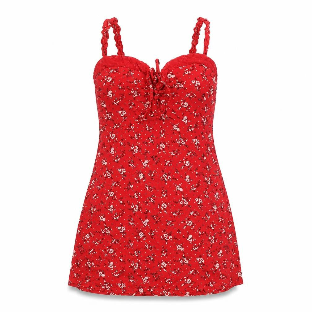 PRETTYLITTLETHING Women’s Red Floral Camisole Top Size 8