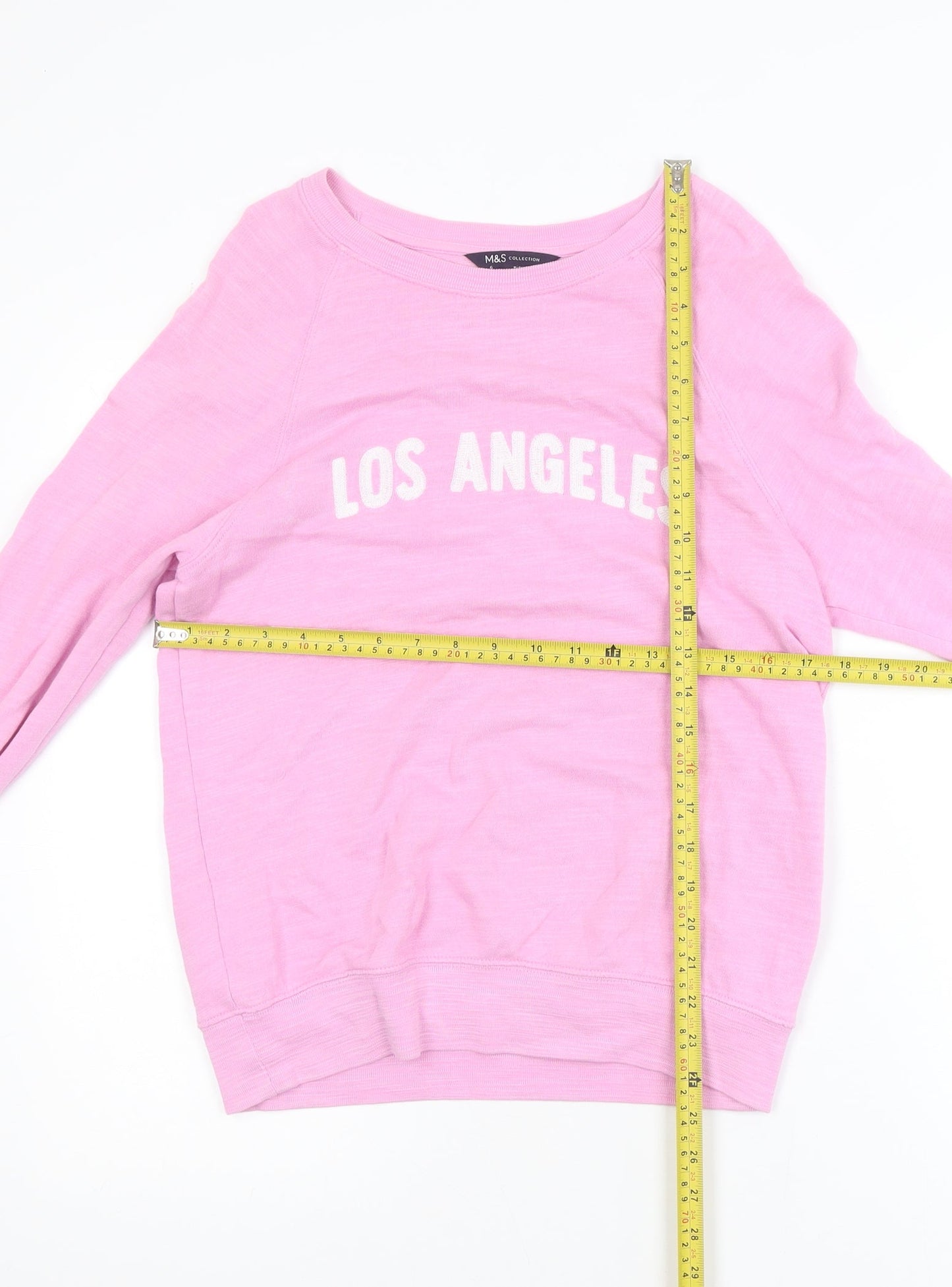 Marks and Spencer Women Pink Los Angeles Cotton Pullover Sweatshirt Size 6