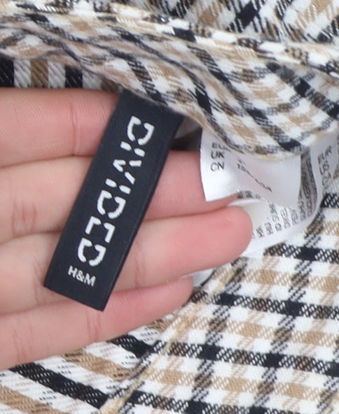 H&M Divided Women’s Beige Check A-Line Cotton Skirt Size 4