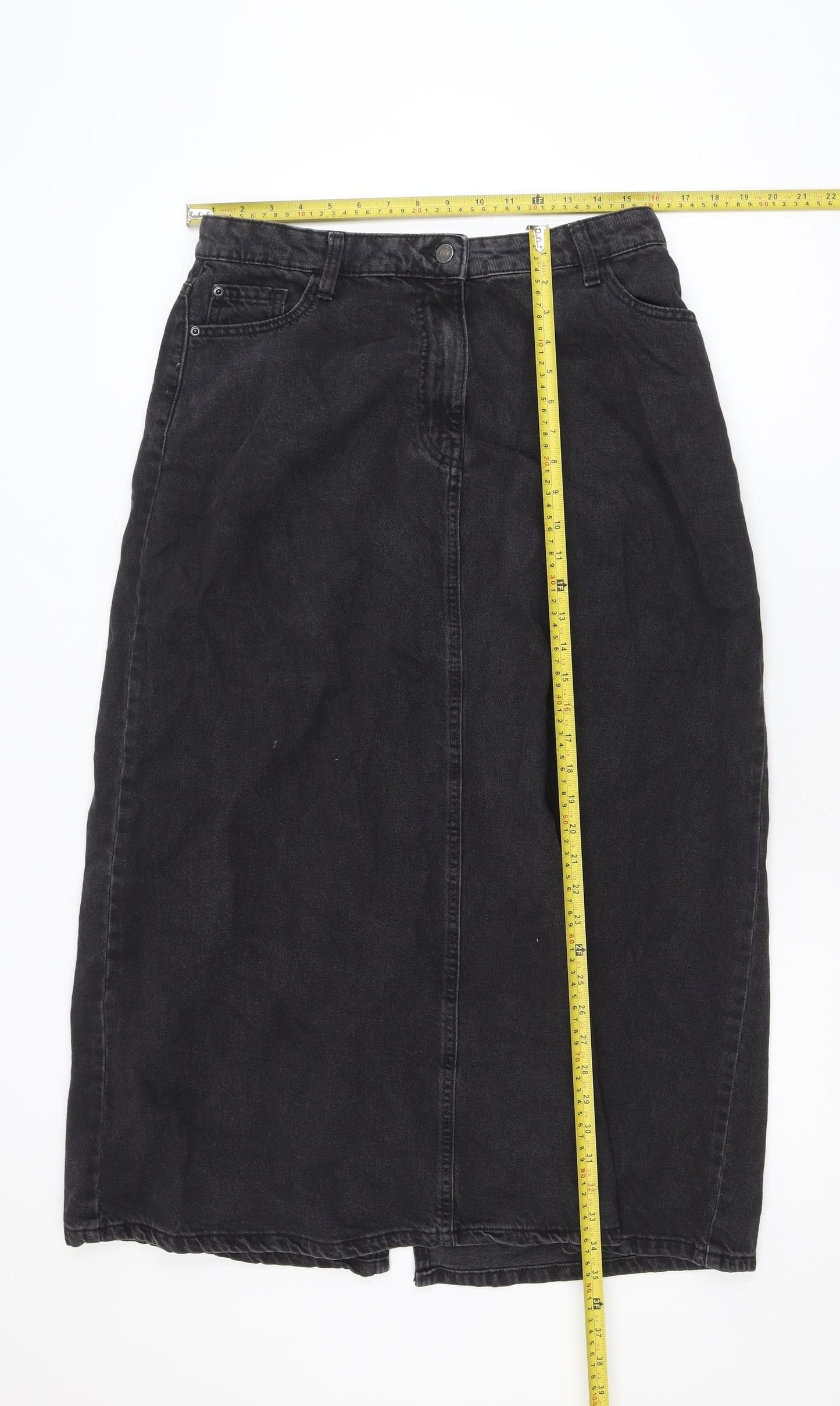 Primark Women’s Black Denim Midi Pencil Skirt Size 12