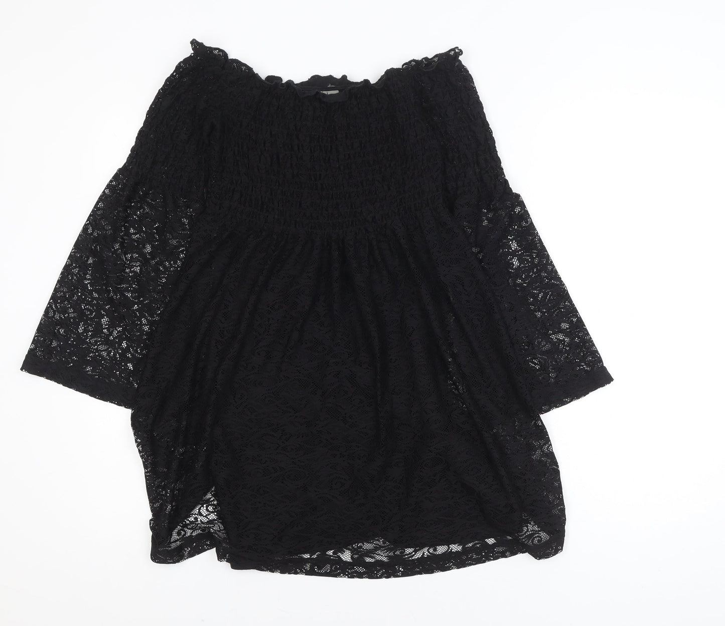 ASOS Women Black Lace Off Shoulder Mini Dress Size 6