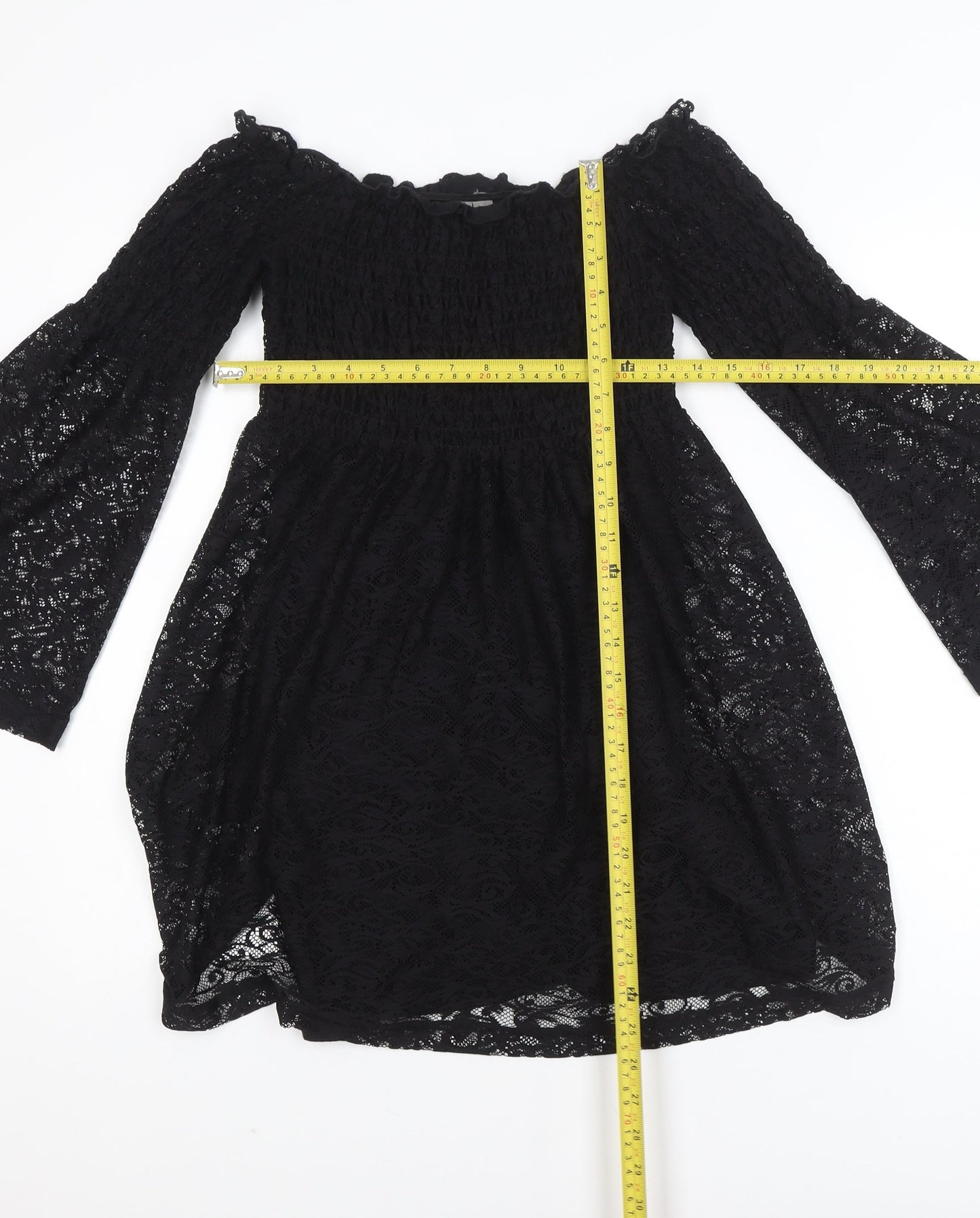 ASOS Women Black Lace Off Shoulder Mini Dress Size 6