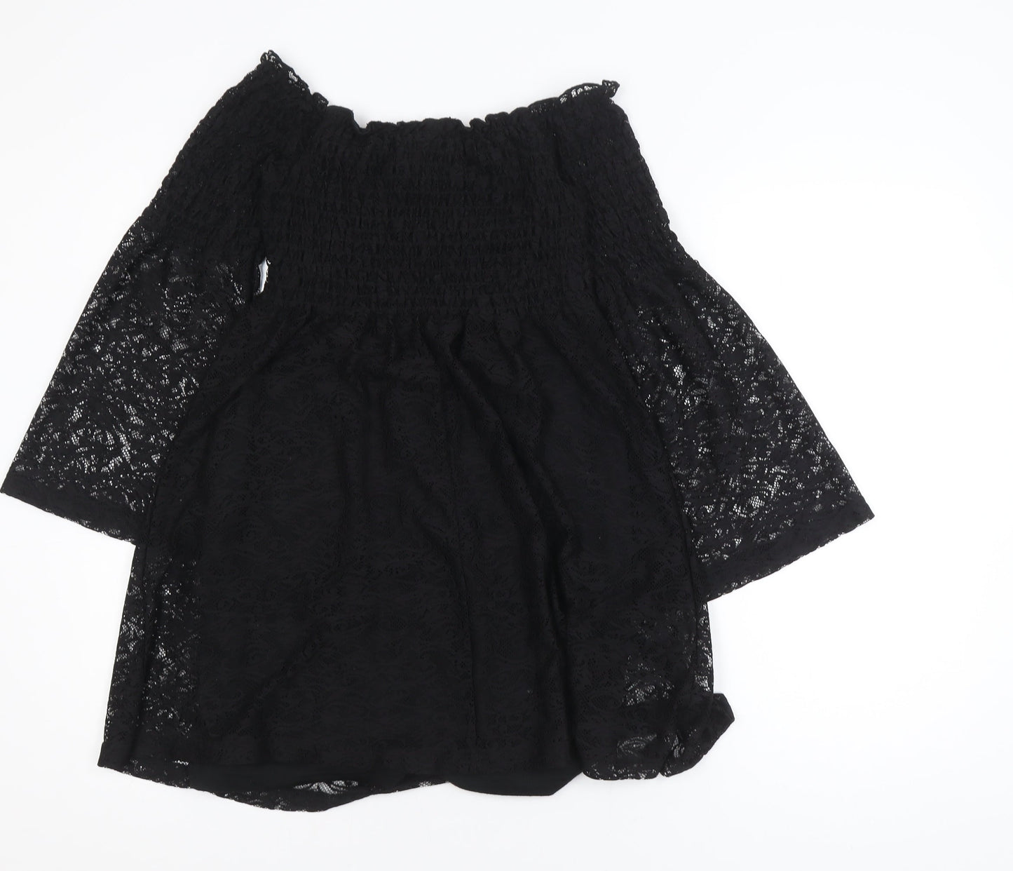 ASOS Women Black Lace Off Shoulder Mini Dress Size 6
