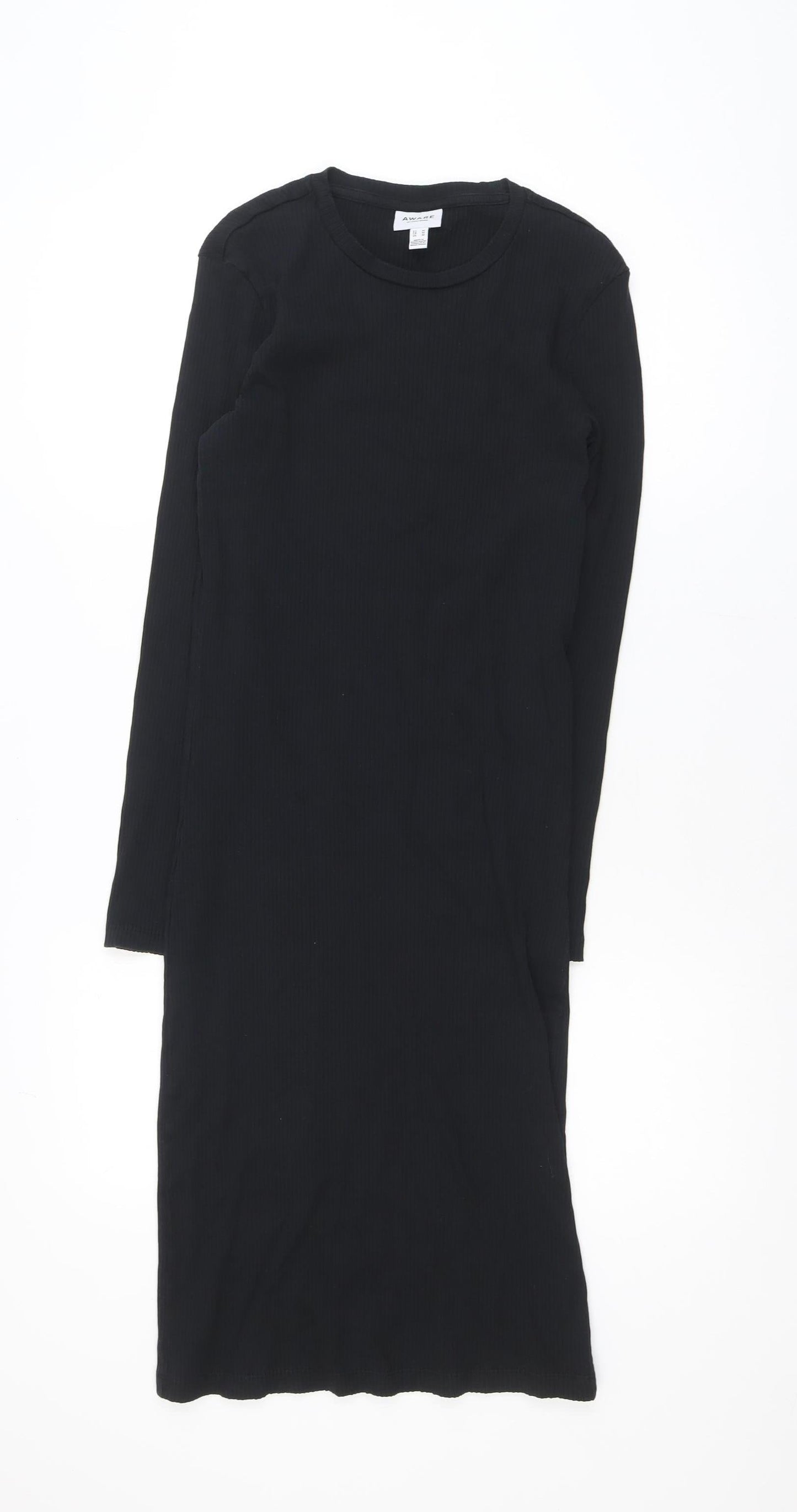 Vero Moda Women Black Midi Bodycon Dress Size M Long Sleeve