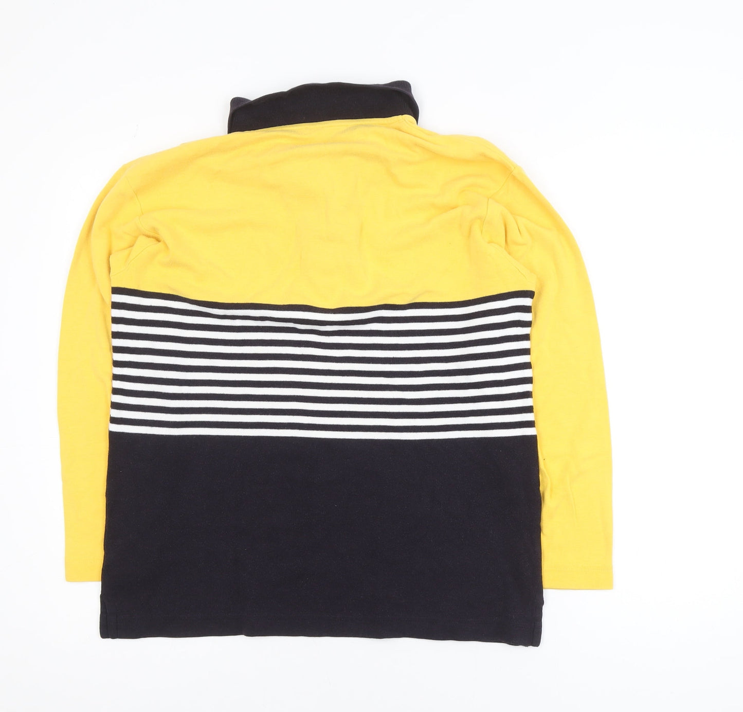 Lisa Campione Yellow & Navy Striped Long Sleeve Polo Shirt M