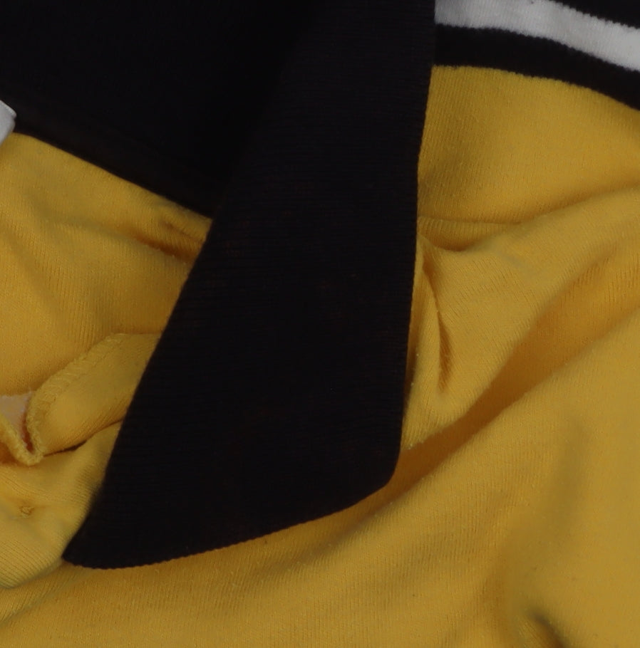 Lisa Campione Yellow & Navy Striped Long Sleeve Polo Shirt M
