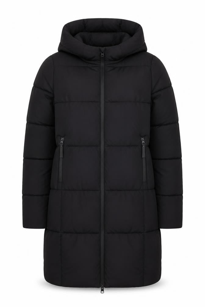 Primark Womens Black XS Long Puffer Coat Hooded Quilted Winter Jacket