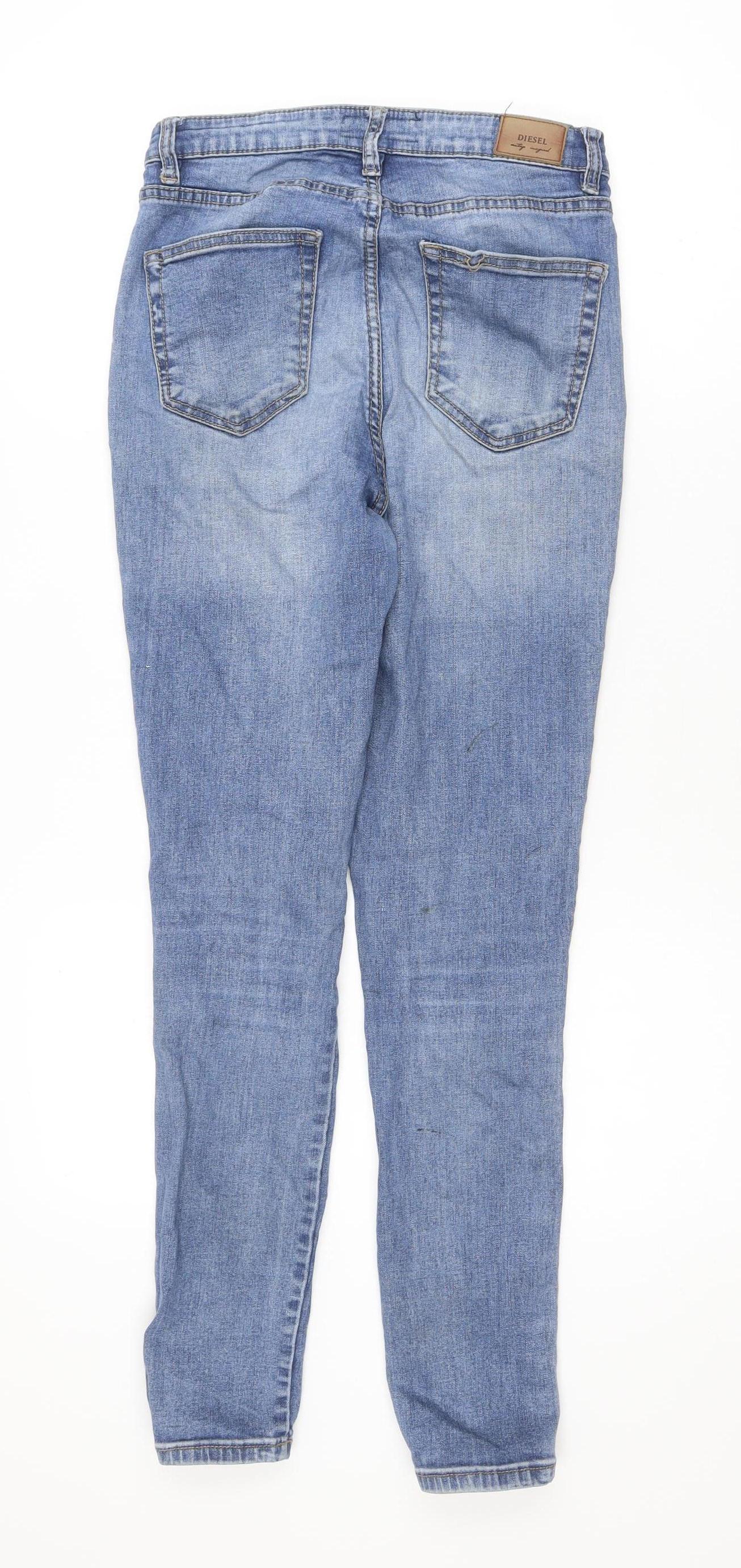 Diesel Womens Blue Mid Rise Skinny Jeans Size 14 with Stripe Detail