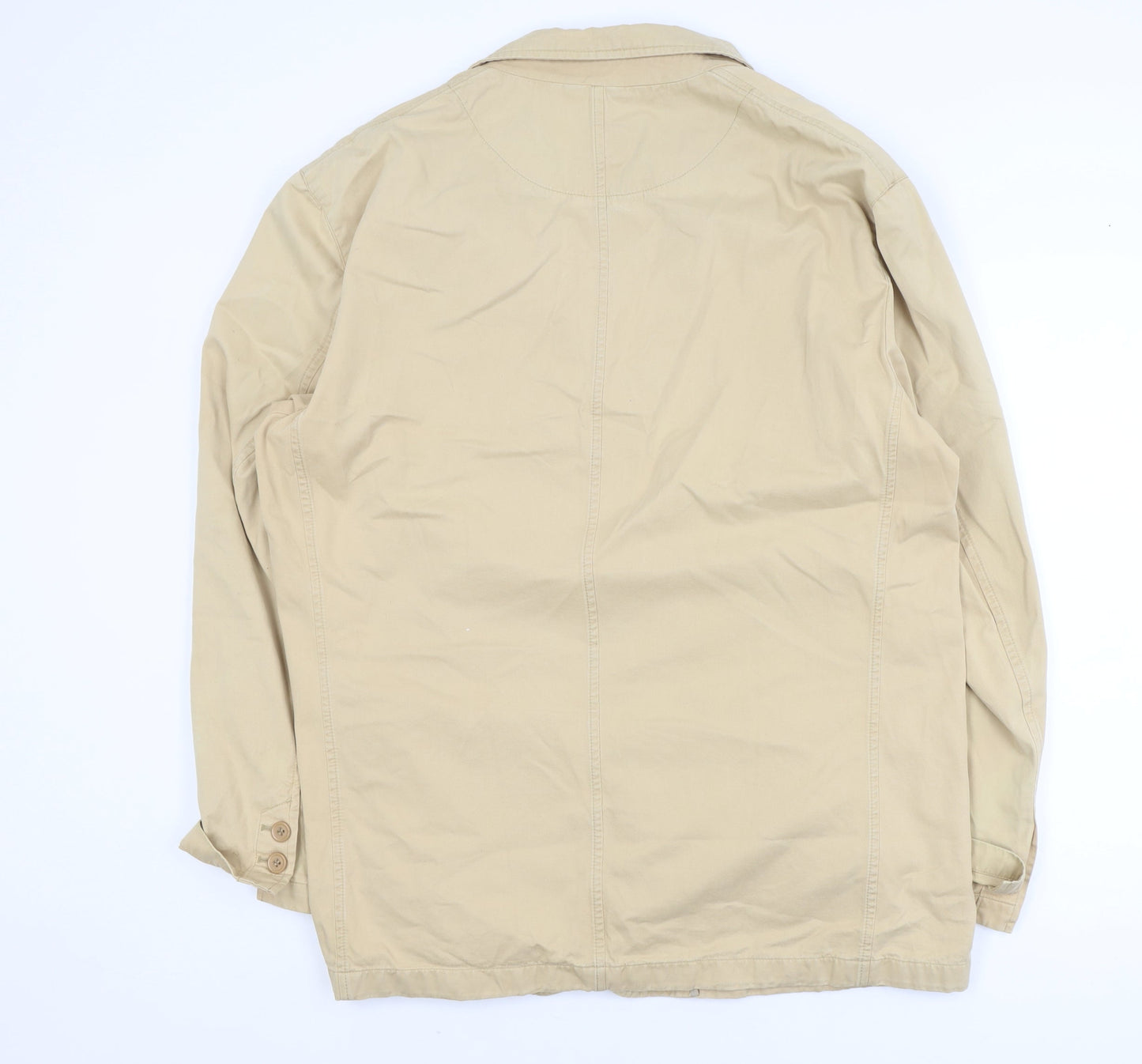 Marks and Spencer Blue Harbour Men's Beige Cotton Button-Up XL Casual Shirt