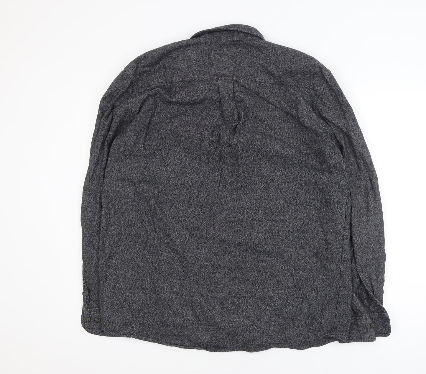 St John's Bay Men's Grey Cotton Long Sleeve Flannel Shirt Size L