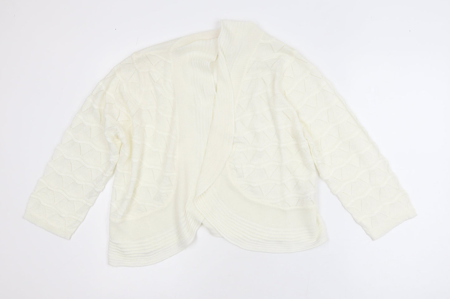 Julipa Women’s Ivory Plus Size 16/18 Open-Knit Cardigan