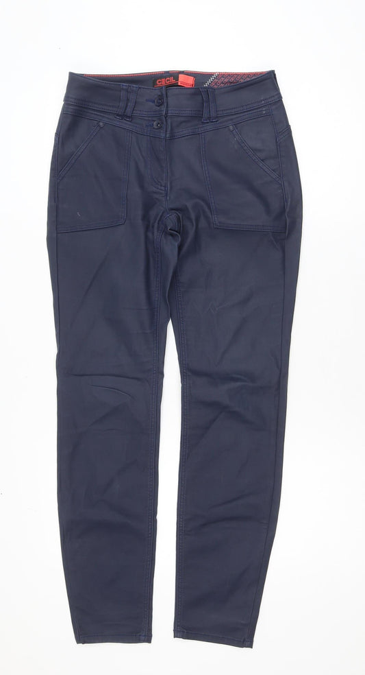 Cecil Women Blue Slim Fit Chino Trousers Size 26