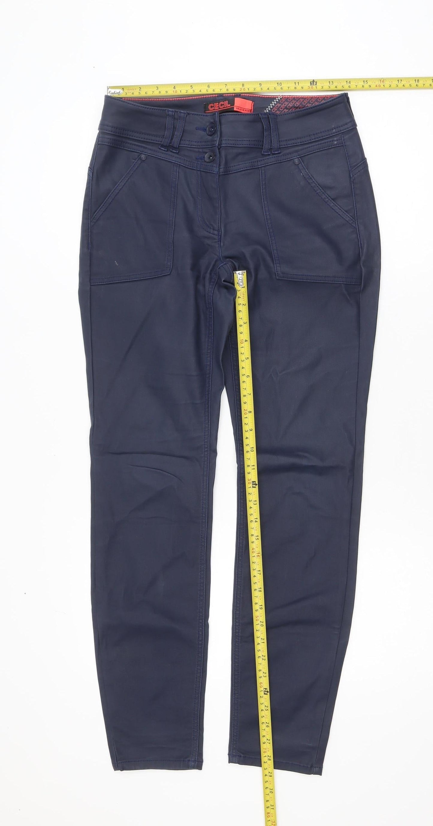 Cecil Women Blue Slim Fit Chino Trousers Size 26