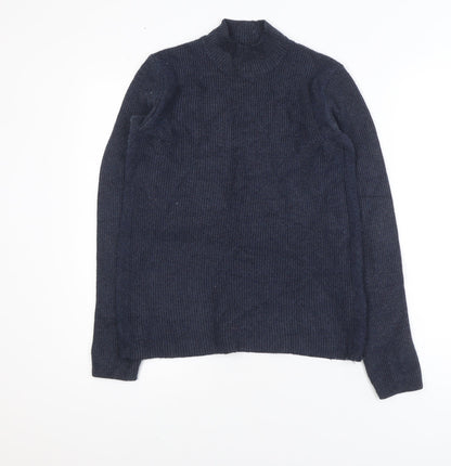 VILA Mens Blue XS Ribbed Mock Neck Pullover Jumper