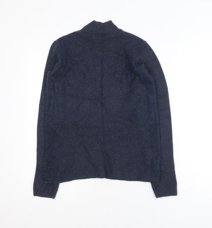 VILA Mens Blue XS Ribbed Mock Neck Pullover Jumper