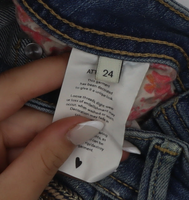 MOS MOSH Women's Blue Distressed Boyfriend Jeans Size 24