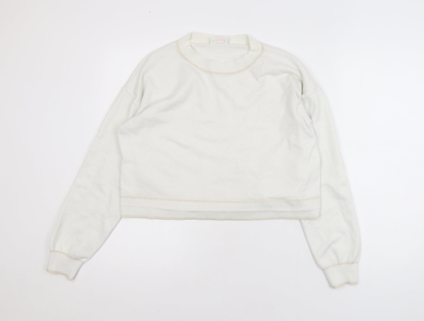 Savida Women Ivory Knit Crew Neck Pullover Jumper Size 14