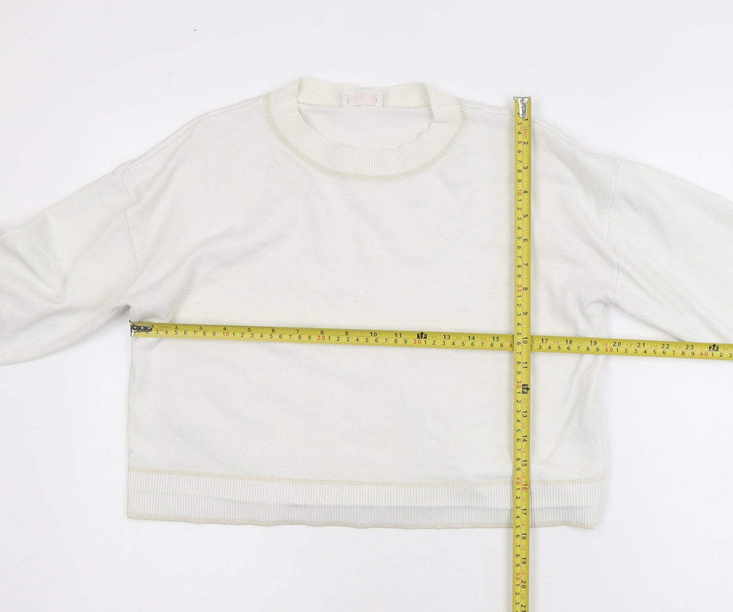 Savida Women Ivory Knit Crew Neck Pullover Jumper Size 14