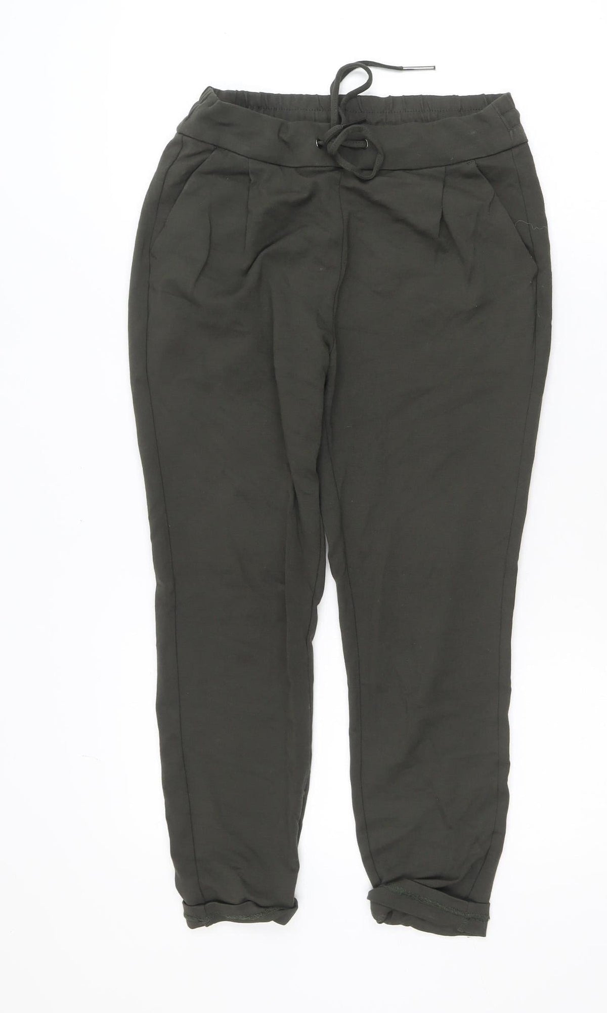 Vero Moda Women’s Green Jogger Trousers XS Regular Fit Pleated Viscose