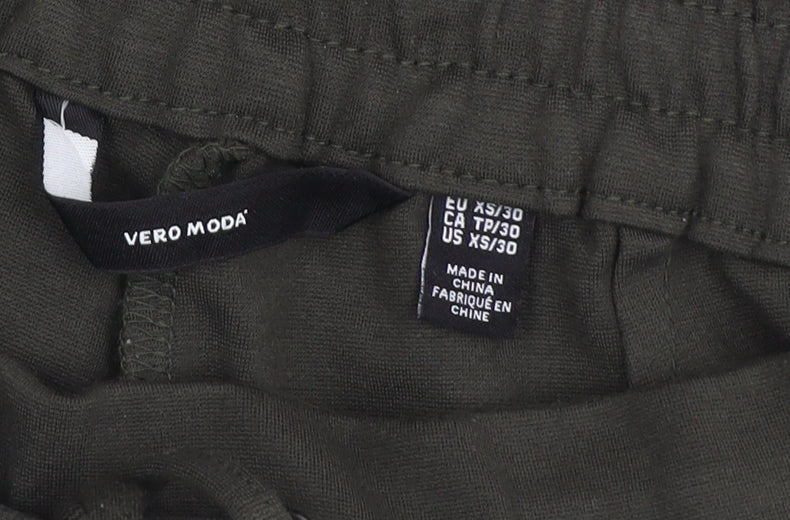 Vero Moda Women’s Green Jogger Trousers XS Regular Fit Pleated Viscose