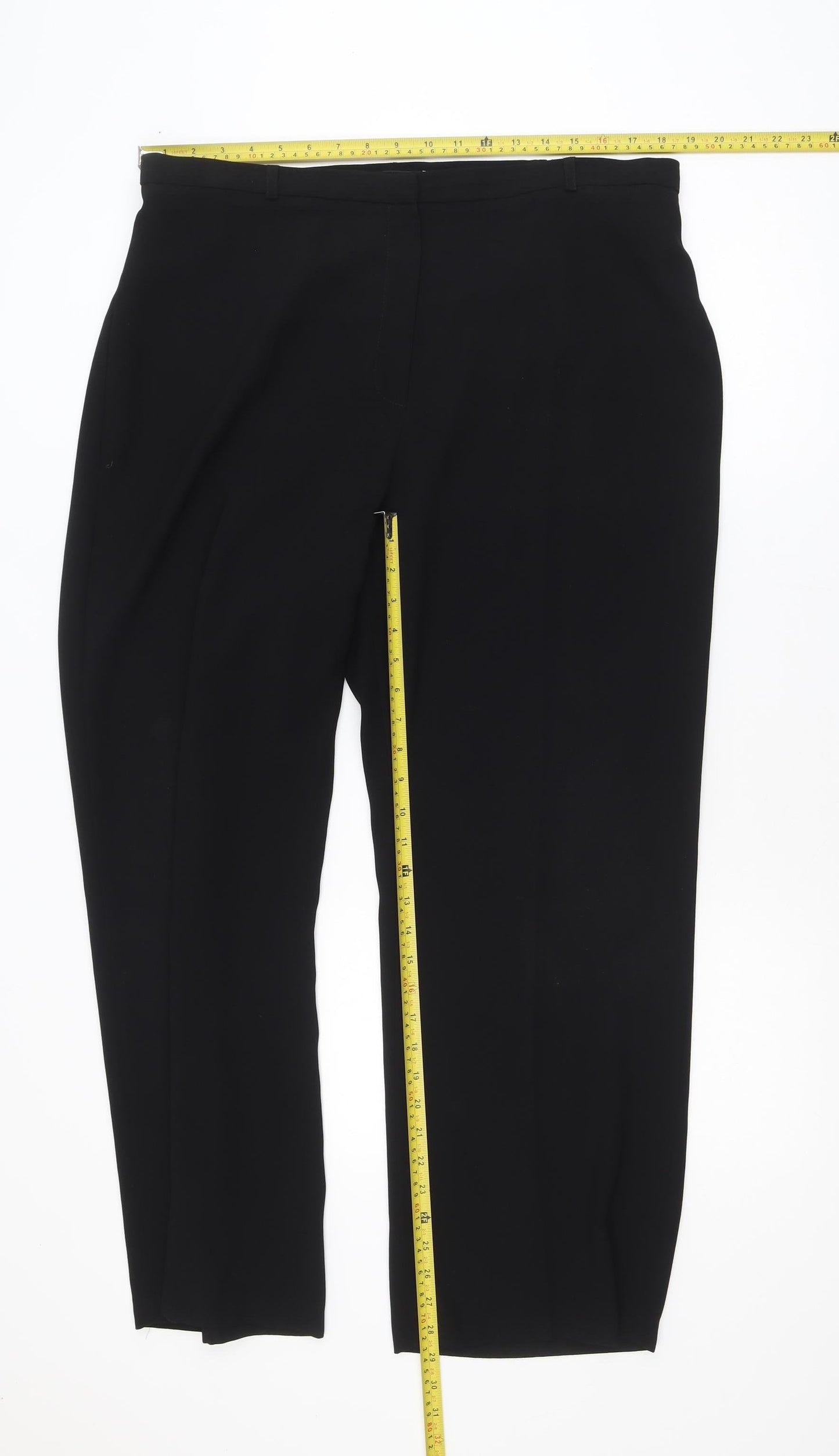 Dunnes Stores Womens Black Polyester Straight Leg Trousers Size 20