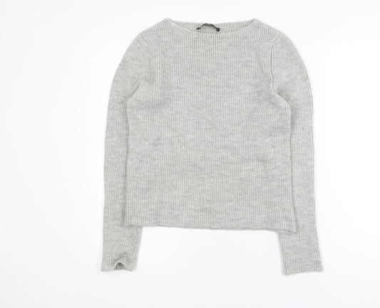 MNG Womens Grey Crew Neck Knit Pullover Jumper Size 12
