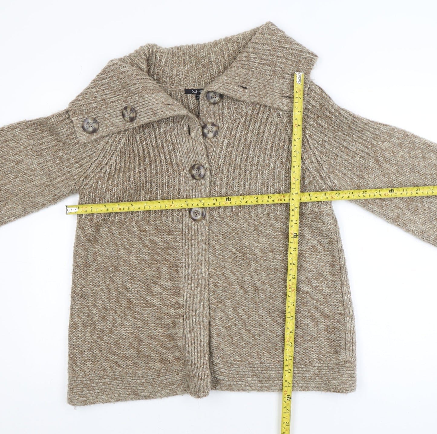Dunnes Women Beige Acrylic Knit Coatigan Size 14-16 Buttoned
