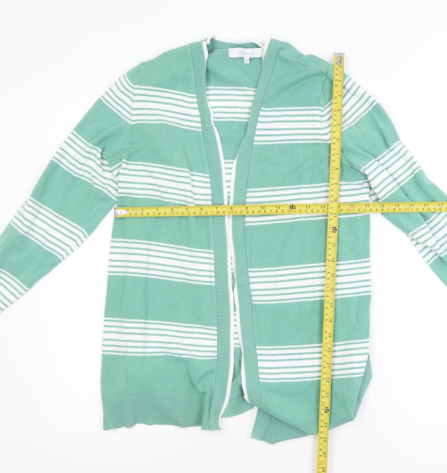Verve Ami Women's Green Striped Long Sleeve Cardigan Size L