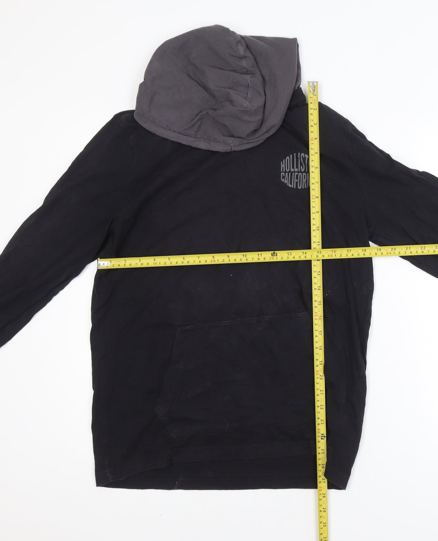Hollister Men’s Black Pullover Hoodie M Logo Cotton Classic Fit