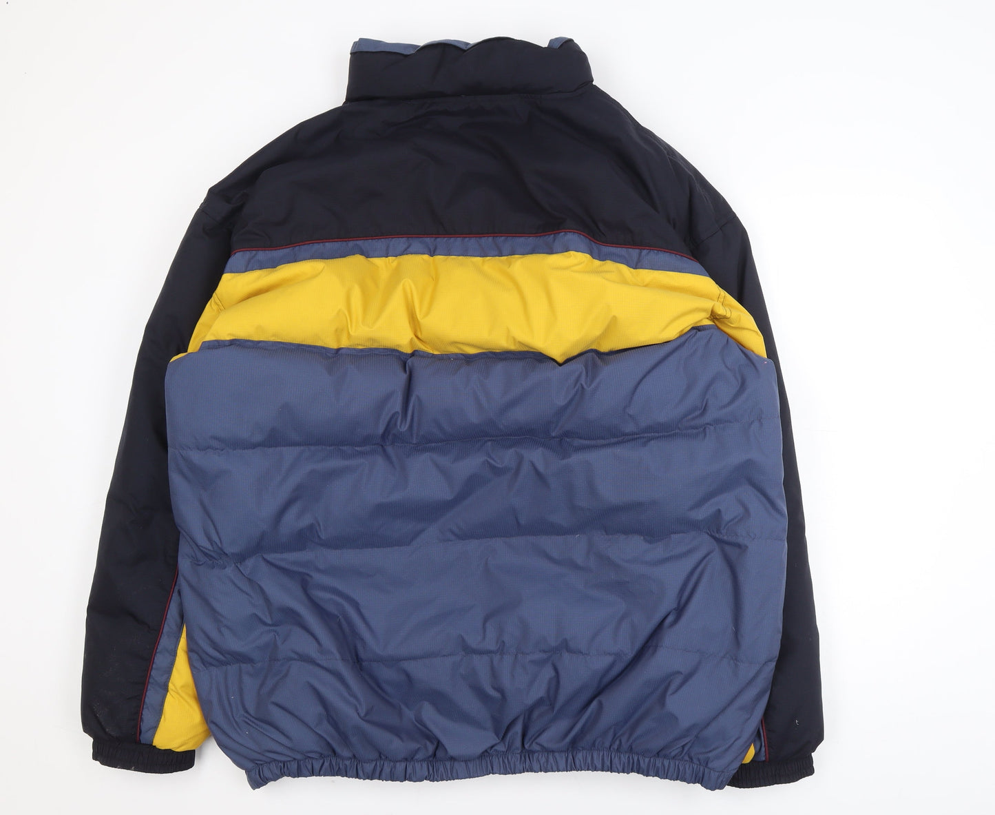 Fila Men's Blue Colourblock Puffer Jacket XL Retro Winter Coat