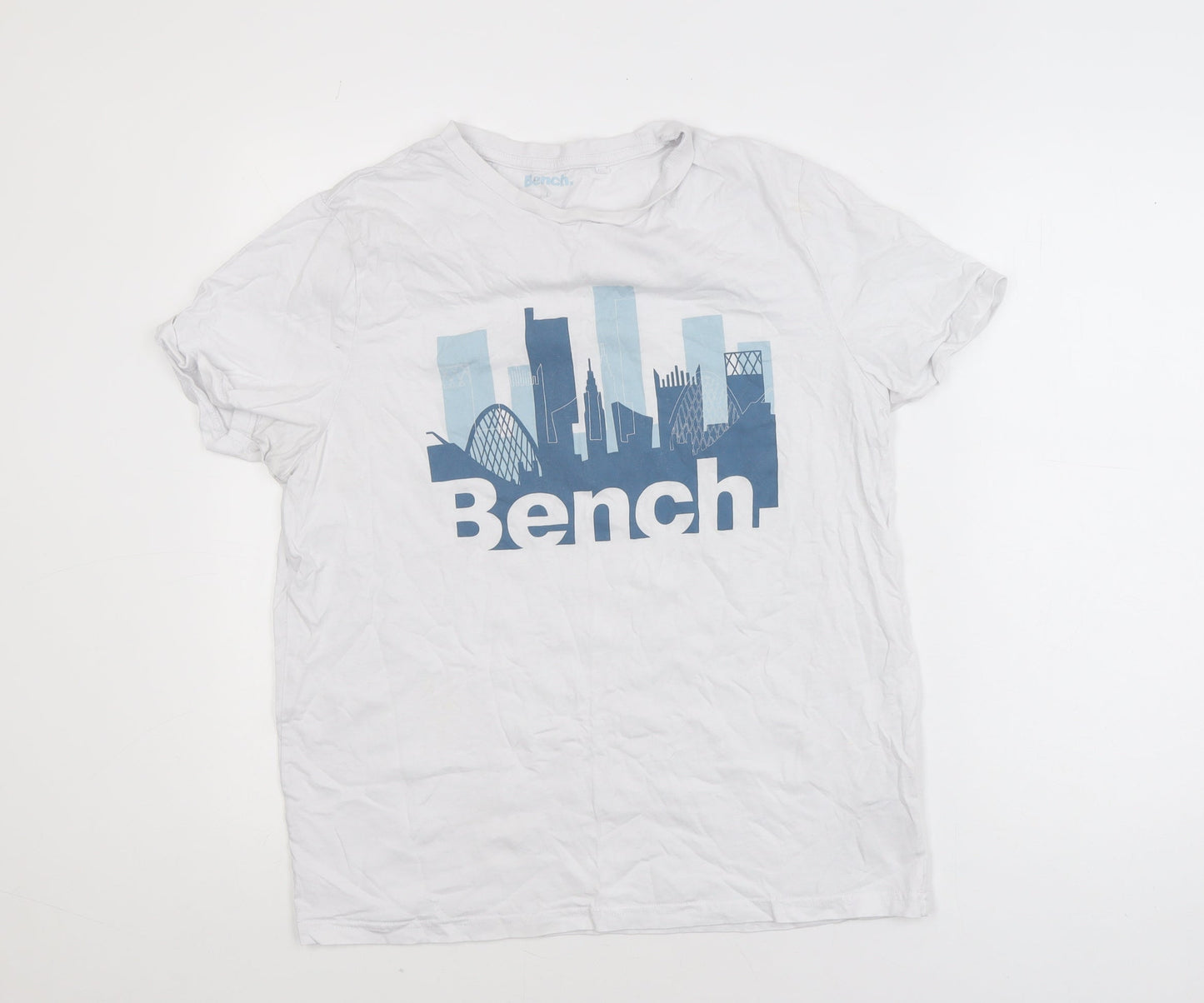 Bench Men’s White Graphic City Print Cotton T-Shirt Size L