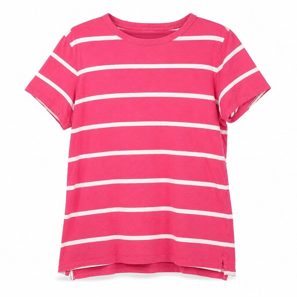 Gap Women's Pink White Striped Cotton Basic T-Shirt Size L